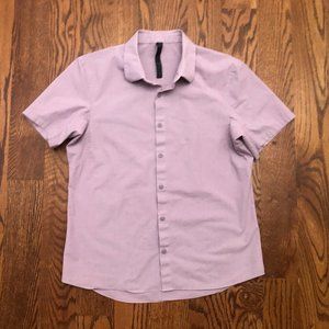 Lululemon Button Down Purple Short Sleeve Polo Shirt Men's Large EUC